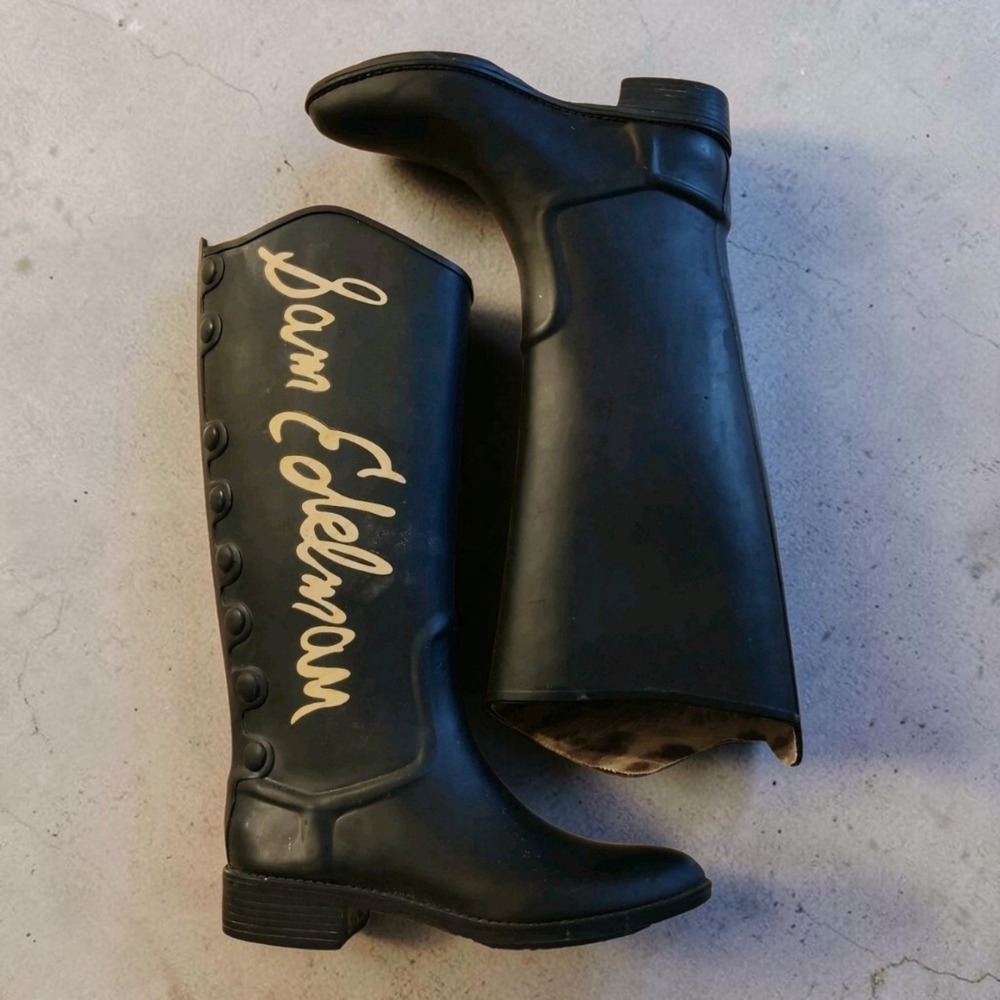 Sam Edelman Woman's Size 7 M Rubber High Waterproof Rain Mud Boots Black